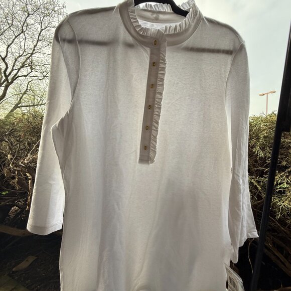 Charter Club Women's Pullover White Top with Ruffle and Buttons Size 1X NWT - Picture 11 of 14